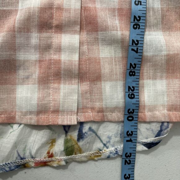 Creation Shirt Womens Large Pink Plaid Button Up Blouse Beach Vacation - Picture 8 of 8